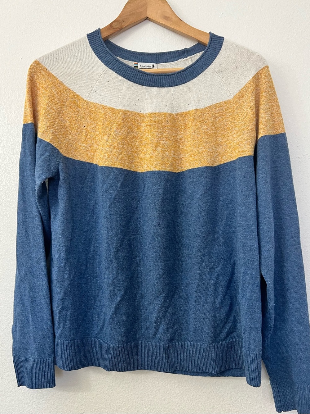 Smartwool Blue and Yellow Colorblock Merino Wool Blend Women’s Sweater